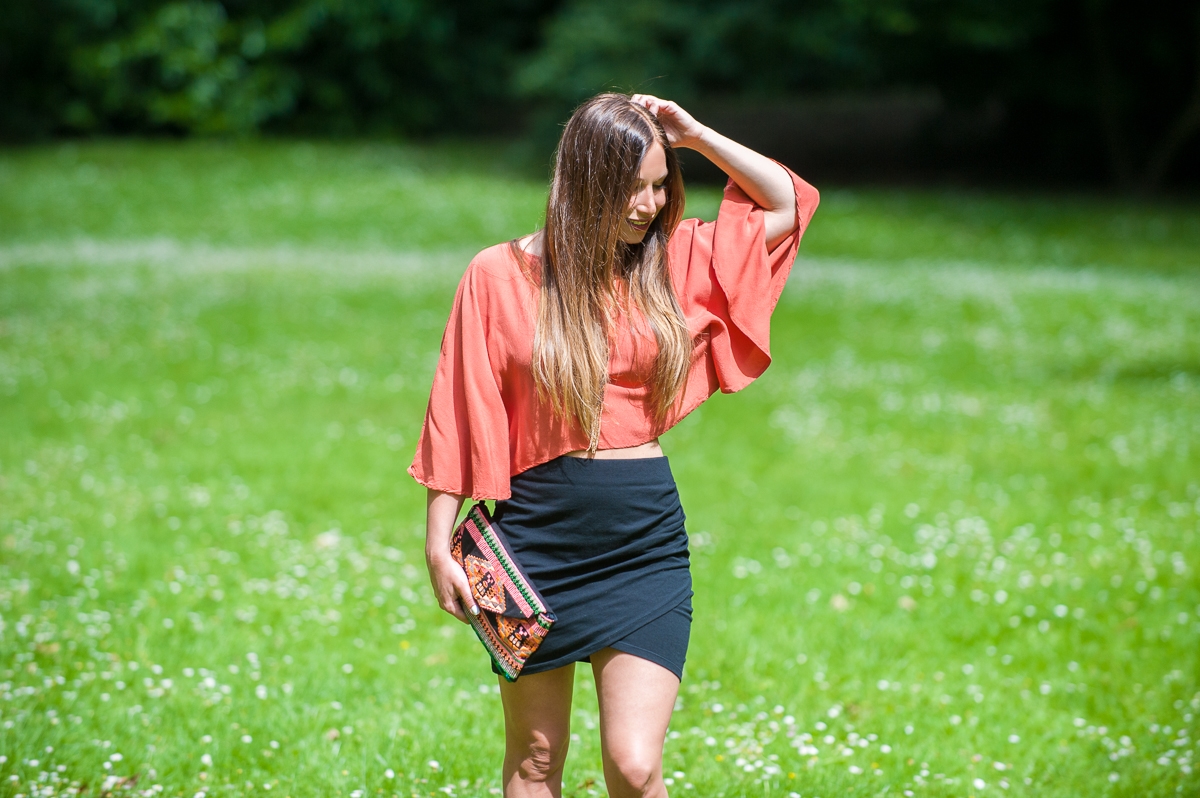 top tangerine forever21 mini black skirt pull and bear
