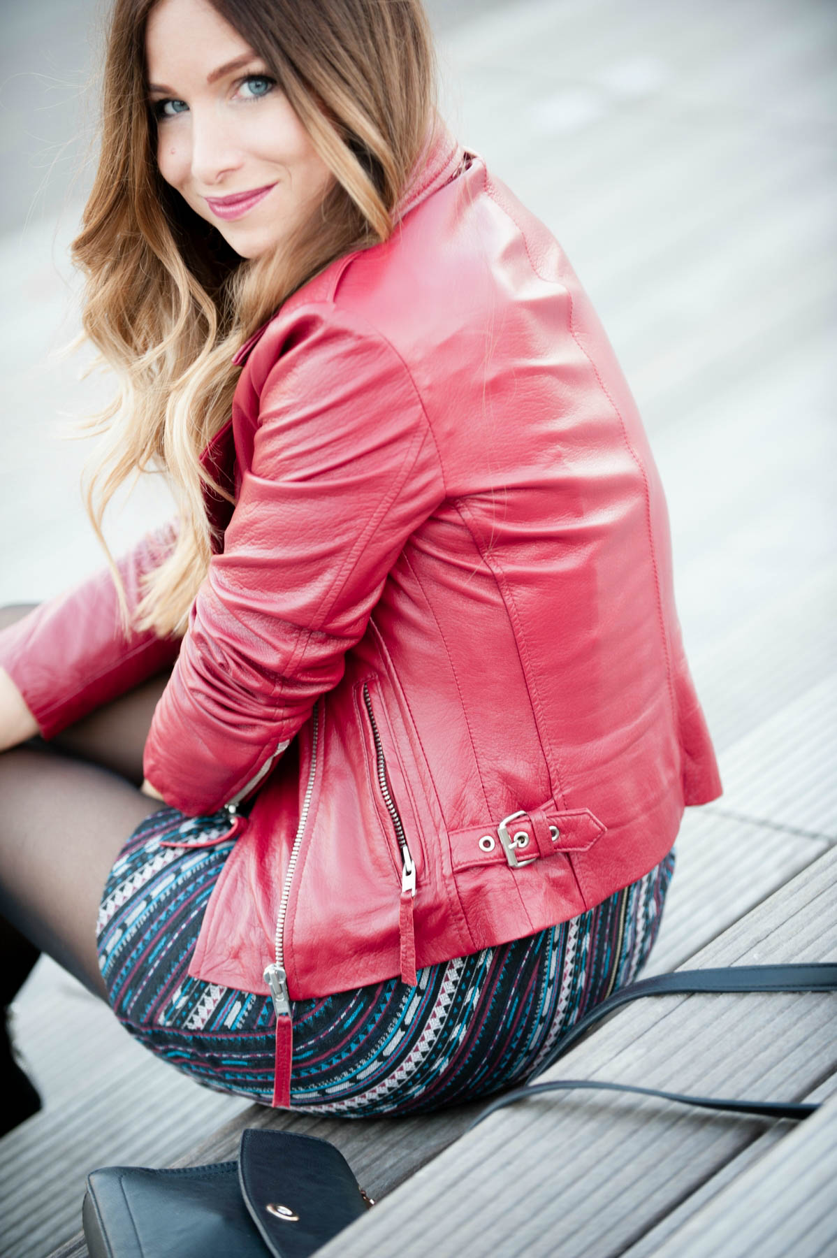 leather biker jacket red perfecto (1 sur 1)