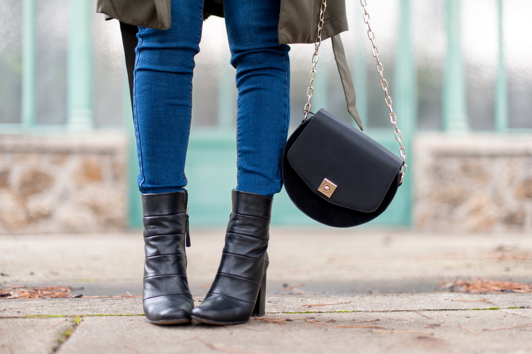 zara leather boot and bag