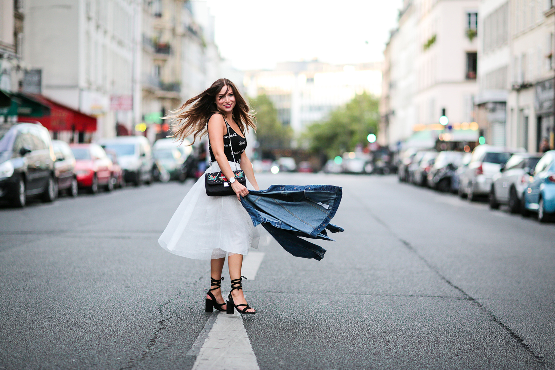 how to wear the midi skirt with lace up heels